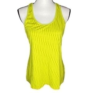 Cariloha Bamboo Fit Tank Top Lime Green Print Performance Racerback Size XL